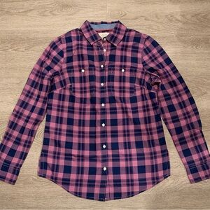 St. John's Bay Pink & Blue Plaid Button Down Size XS